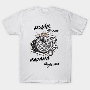 Gift Idea Women Girls Movie Pizza Pajama Popcorn T-Shirt